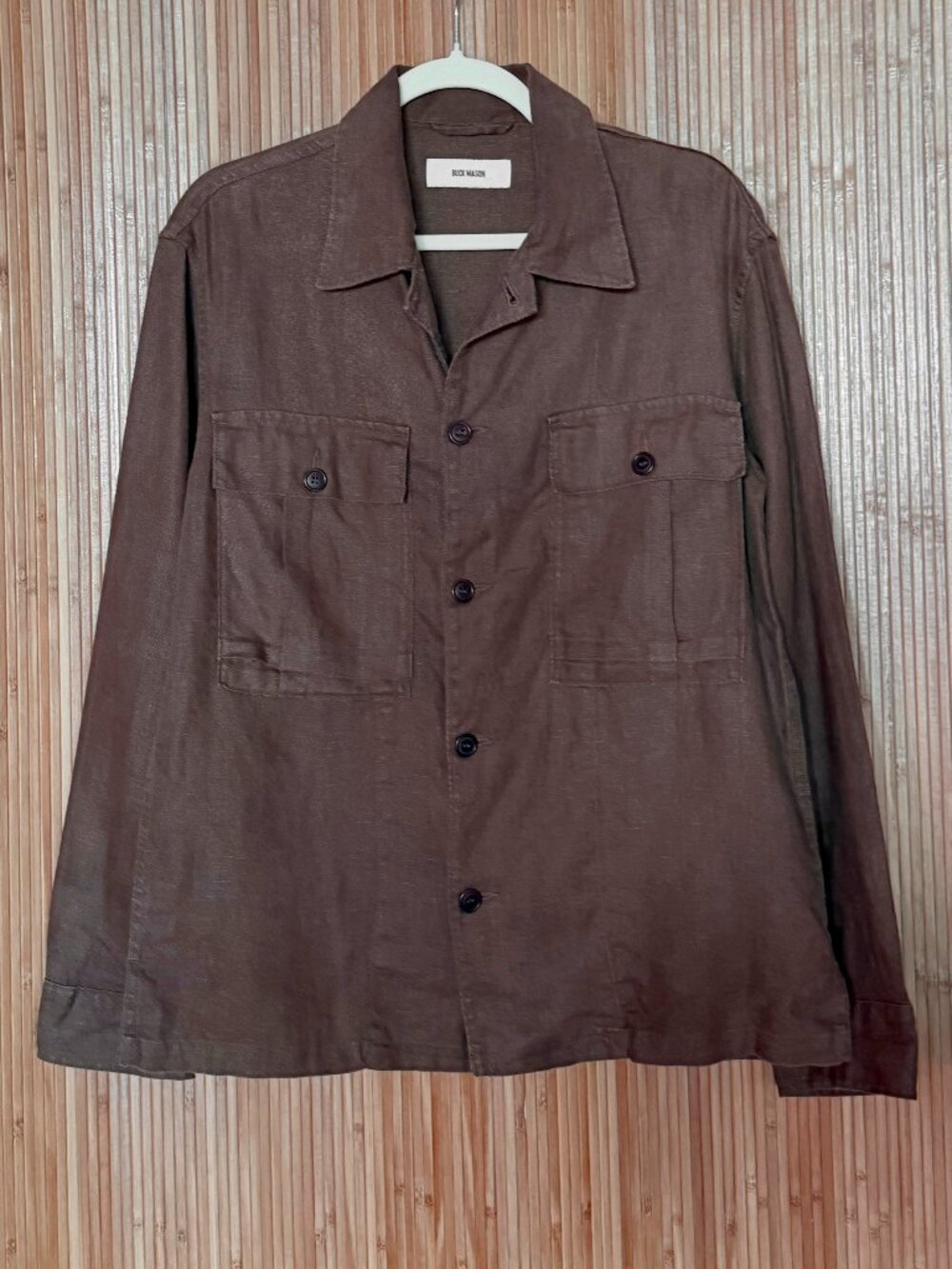 Buck Mason: Linen Fatigue Shirt, Brown, Size: S